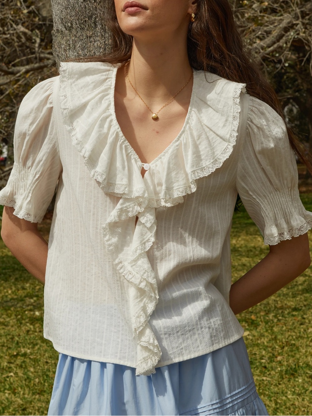 Few Moda Kourt ‘Sorella’ Sora Cotton Lace Trim Top